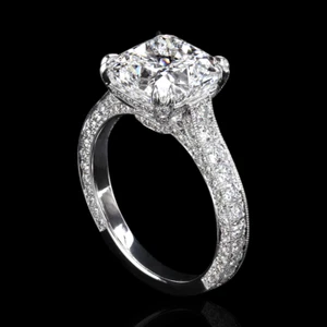 Cushion Cut 3.70 Ct IGI Lab Created Platinum PT950 Engagement Diamond Ring - Picture 1 of 12