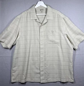 Haggar Shirt Plaid Short Sleeve Button Up Men’s Size 2X Tan Dress Shirt - Picture 1 of 11