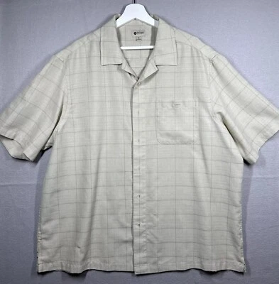 Haggar Shirt Plaid Short Sleeve Button Up Men’s Size 2X Tan Dress Shirt - Image 1 of 4