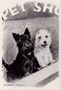 Black & White Whisky Scotty Dog 1959 Vintage Print Ad Pet Shop Scotch Character - Picture 1 of 2