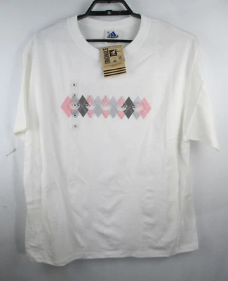 Camiseta Adidas Argyle Rosa Gris Diamante De Colección Para Mujer XL Informal Nueva Con Etiquetas Foto 1 de 4