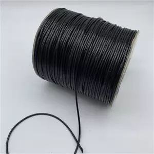Black Waxed Cotton Cord- 0.5-2mm Necklace Rope Round String Jewelry Making Cords - Picture 1 of 13