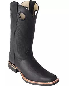 Los Altos BLACK Square Toe Western Rodeo Cowboy Boots Cuero genuino EE+ - Imagen 1 de 2