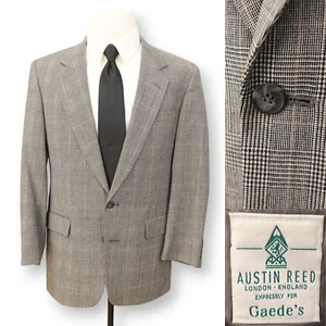 AUSTIN REED VINTAGE mens gray plaid 100% WOOL sport coat suit jacket blazer 40R - Picture 1 of 16