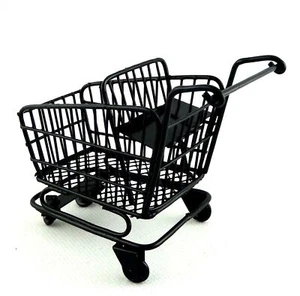 Dolls House Black Shopping Trolley Cart with Baby Seat 1:12 Shop Store Accessory - Picture 1 of 11