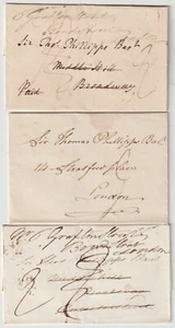 1826/9 3 WRAPPERS TO SIR THOMAS PHILLIPS BROADWAY PMKS 2 REDIRECTED TO LONDON - Picture 1 of 2