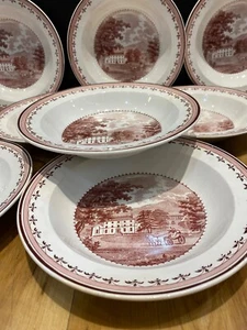 Antique 1780-1820's English red transfer printed cream ware bowls set of 13 Excd - Picture 1 of 9