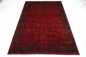 6 x 8 ft Bokhara Tribal Red Area Rug Afghan Hand Knotted Wool Living Room Rug - Picture 1 of 10