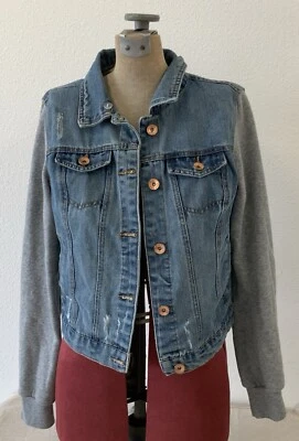 Ci Sono Denim Jacket Juniors Large Blue Jean Long Sleeve Distressed - Image 1 of 4