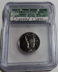 2001-S NEW YORK 25c ICG PR69 DCAM DANIEL CARR - Picture 1 of 2