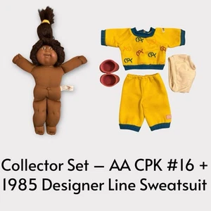 1985 Cabbage Patch Kid AA Puppe 16 Zoll Coleco rot Signatur HM16 Designer Outfit - Bild 1 von 22