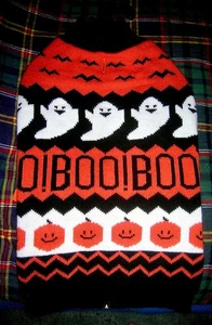Halloween XL Dog Ghost Boo Pumpkin Sweater Back Length 19" - 21" Lick Treat - Picture 1 of 3