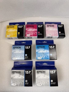 Lot of 7 Genuine Epson 157 ink Cartridges for Stylus Photo R3000 Sealed - Picture 1 of 6