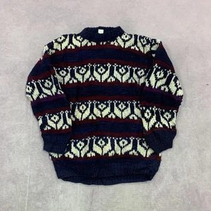 Maglione maglia vintage fantasia nonno maglia grossa maglione uomo M - Foto 1 di 5