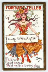 Vintage 1910s Fortune Teller Postcard by Clare Victor Dwiggins Signed Dwig - Picture 1 of 2