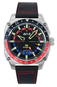 AVI-8 Hawker Hunter Atlas GMT Devil Black Dial Automatic AV-4122-01 Men's Watch - Picture 1 of 4