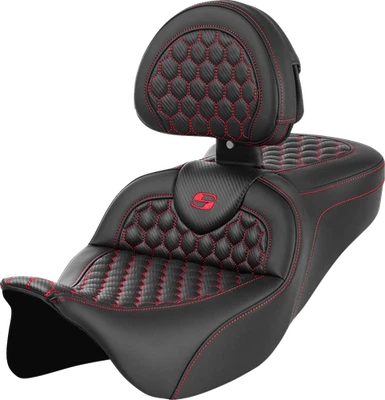 Asiento y respaldo de gel Saddlemen Roadsofa Red Honeycomb 2008-2025 Harley Touring Foto 1 de 4