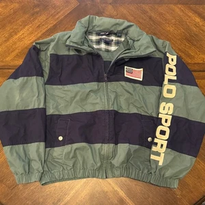 Vintage Polo Sport Ralph Lauren Jacke Full Zip Grün Navy Herren Größe L |V1 - Bild 1 von 6