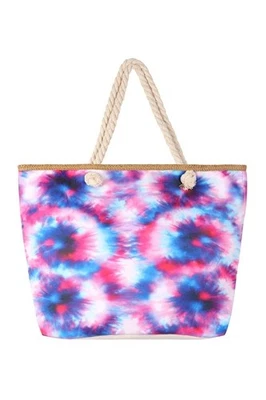 Bolso de Mano Anthropology Estilo Boho Extra Grande Ligero Cremallera Aqua Azul Púrpura Tie Dye Foto 1 de 4