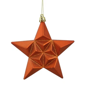 DAK 12ct Matte Burnt Orange Glittered Star Shatterproof Christmas Ornaments 5" - Picture 1 of 3