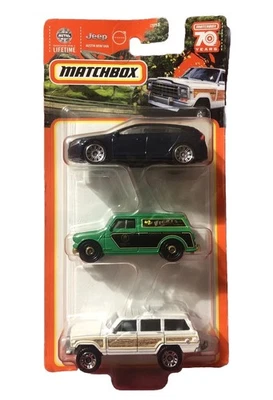 🚘 3 DIE CAST MATCHBOX JEEP-VOLVO-AUSTIN MINI VAN SCALA 1/64 new 3+ mattel 🚘 - Immagine 1 di 4