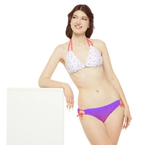 Pink White Bikini Triangle Set Bikini Top Disco Purple Floor Summer - Picture 1 of 64