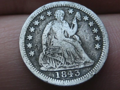 1843 P Seated Liberty Half Dime- Philadelphia, VF Details - Image 1 of 3