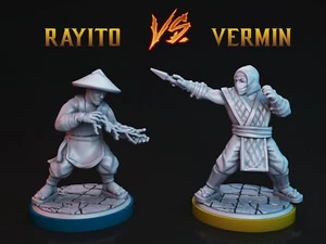 Rayito VS Vermin fighting miniatures for tabletop, boardgames, dioramas... - Imagen 1 de 6