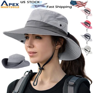 1/2er-Pack Damen Pferdeschwanz Sonnenhut Sommer UV-Schutz breite Krempe Safari Angelkappe - Bild 1 von 25