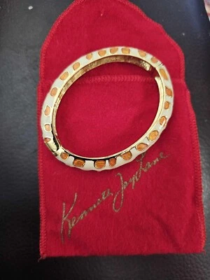 Brazalete Brazalete Kenneth Jay Lane 2006 Glam Marfil y Oro Esmalte Leopardo Bisagra Foto 1 de 4