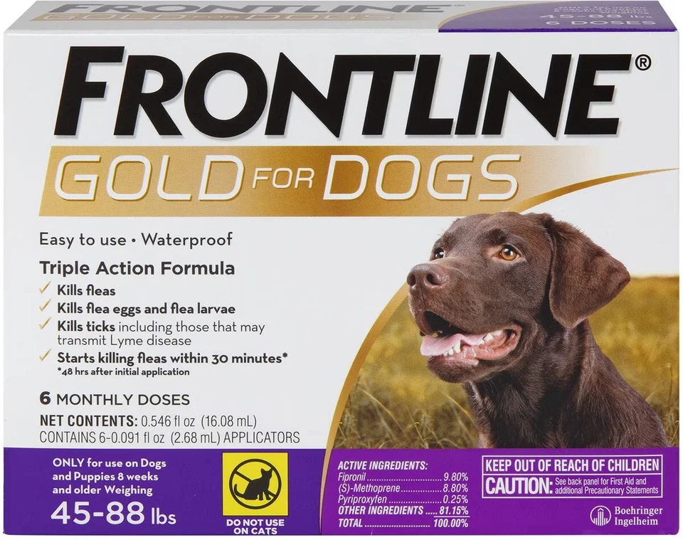 Frontline Plus Gold Dogs 45-88 libras | ¡100 % genuino aprobado por la EPA de EE. UU.!!! | 6 dosis Foto 1 de 2