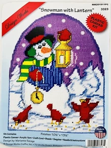 NOS 2019 Design Works USA SNOWMAN WITH LANTERN Needlepoint Canvas Kit Cardinals - Picture 1 of 5