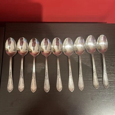 "Juego de cuchara Amefa Holland cubiertos acero inoxidable hoja satinada rollo 9 piezas 8""" Foto 1 de 4