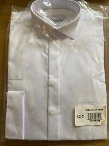 BOY GIRL 12" INCH AGE 6-8 White Wing Collar Shirt Wedding Evening Formal Dance - Picture 1 of 5