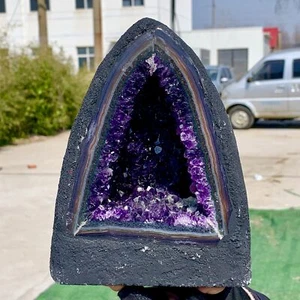 Geoda de amatista natural de 6,41 lb muestra de cristal de racimo de cuarzo curación - Imagen 1 de 19