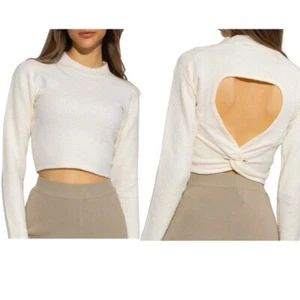 Maglione donna Nanuska Oki aperto schiena francese manica lunga avorio taglia large - Foto 1 di 13