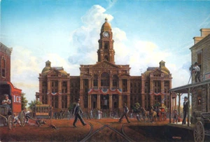 Fort Worth Texas Courthouse Law Legal Judge Lawyer Cowtown Art SIGNED by Souders - Bild 1 von 1