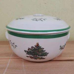 Cazuela cubierta redonda Spode árbol de Navidad Inglaterra - Imagen 1 de 10