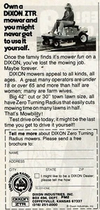 1980 Vintage Print Ad Own a Dixon ZTR Lawn Mower may never get to use yourself - Picture 1 of 2