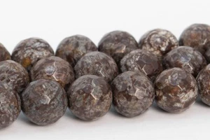 Natural Brown Snowflake Obsidian Grade AAA Micro Faceted Round Beads 6/8/10/12MM - Picture 1 of 8