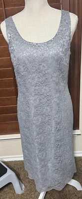 Jessica Howard Серебряный серый кружева официальный вечернее платье размер 10 длина до колена оболочка - Изображение 1 из 4