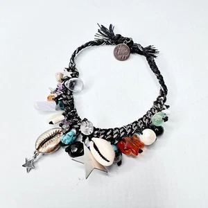 Venessa Arizaga Shell Charm Bracelet Anthropologie Glass Beads Stars Beachy Boho - Picture 1 of 4