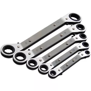 HEAVY DUTY OFFSET RING RATCHET SPANNER WRENCH SET 5PC REVERSIBLE PROFESSIONAL - Picture 1 of 1