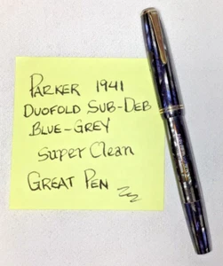 Parker Duofold Sub-Deb Fountain Pen Blue-Grey 1941 Restored Excellent Condition - Picture 1 of 13