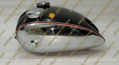 Tanque de gasolina Puch 250 Tf 1952 250Cc cromado y negro pintado - Imagen 1 de 4