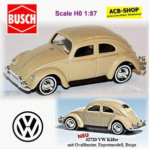 VW Maggiolino Beetle Ovalfenster 1953-57 Beige 1:87 Busch 42720 - Foto 1 di 5