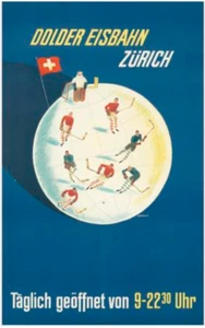 Original Vintage Poster Dolder Eisbahn Zurich Hockey Swiss Winter Sport - Picture 1 of 1