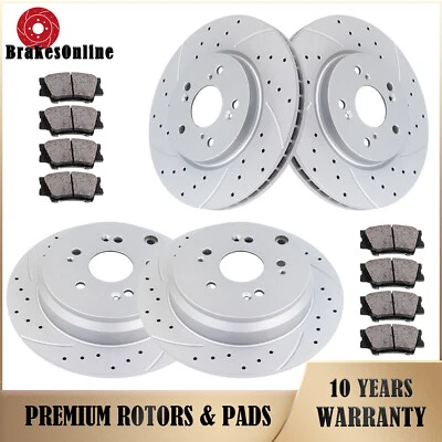 Kit de pastillas de rotores de freno delanteros y traseros aptos para frenos ranurados Acura RDX Honda CR-V Foto 1 de 4