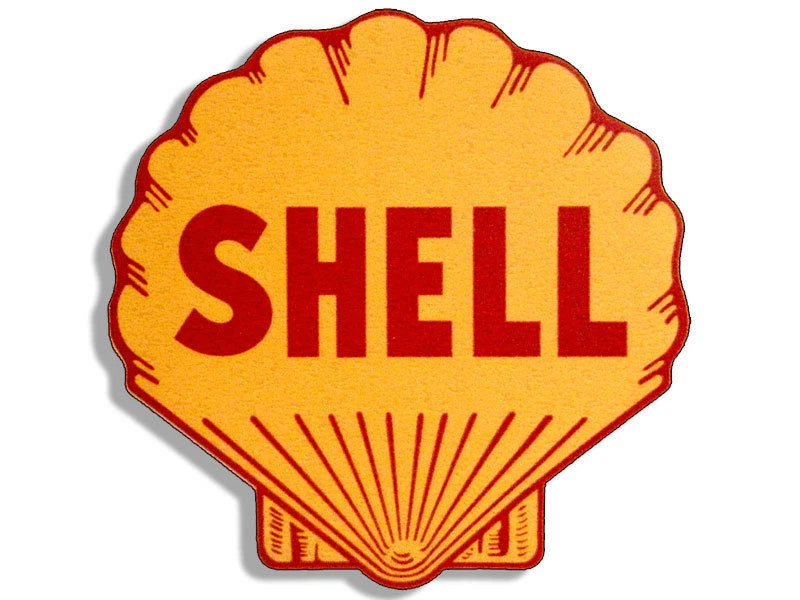 4" vintage shell logo gas motor car gasoline car bumper decal usa made - Image 1 of 1