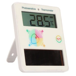 Solar Powered Thermometer LCD Screen Temperature Display Dual Unit Wide Angl - Picture 1 of 22